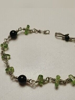 💚🖤Peridot Onyx Sterling Silver Bracelet